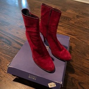Stuart Weitzman Scarlet Red Suede Booties